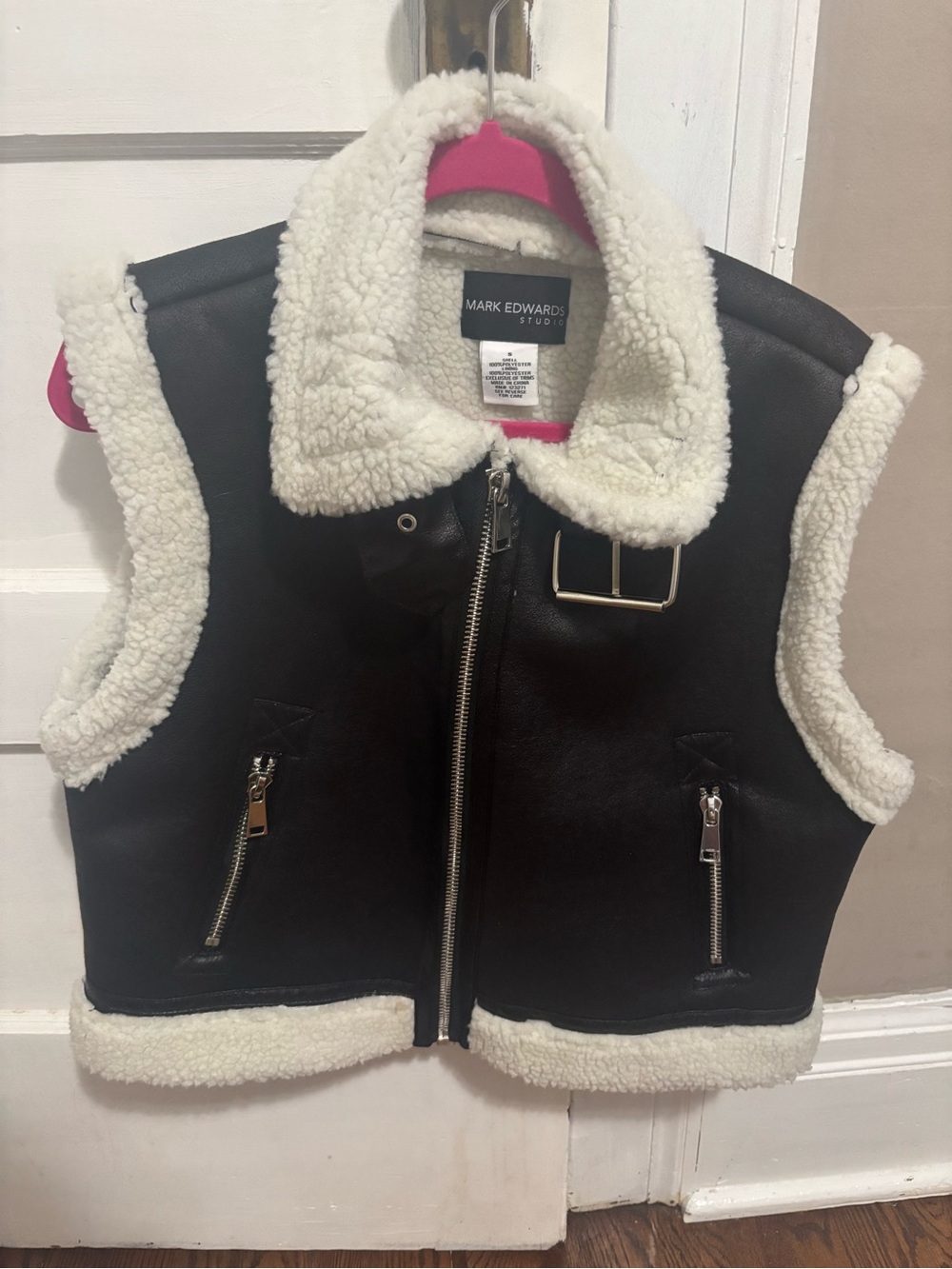 Mark Edwards Leather Sherpa Fur Lined Vest